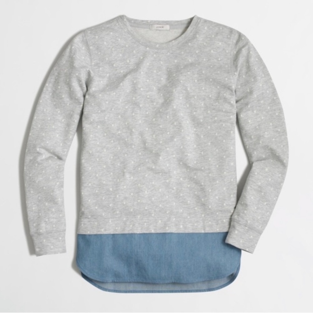 J. Crew Factory gray Polka Dotted Chambray shirt tails Sweatshirt 100% cotton